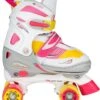 Nijdam Rolschaatsen Meisjes Verstelbaar Semi-Softboot - Rave Skate - Fluorroze/Fluorgeel/Wit/Grijs/Antraciet - 34-37