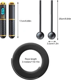 Digitaal Springtouw 2-in-1 - Met Draad & Draadloos - Smart Jump Rope - Fitness Voor Buiten En Binnen - Ergonomisch Antislip Handvat - Digitale Teller - Zwart -NIJDAM Sport & Spel Winkel 1057x1200