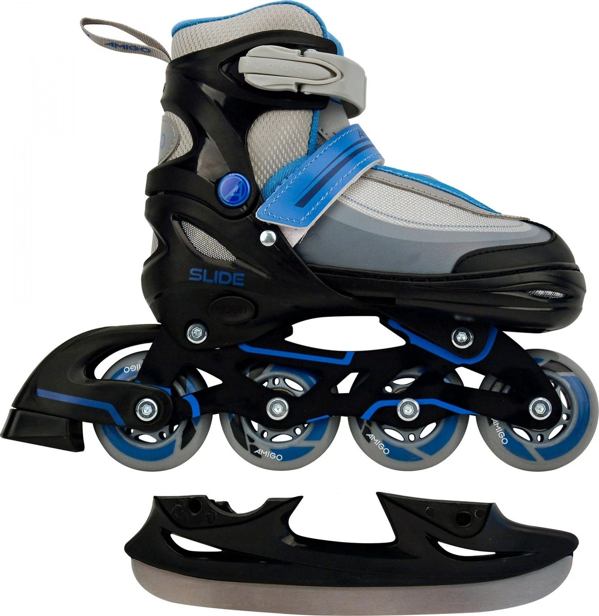 Amigo Slide - Schaatsen Voor Meisjes - Inlineskates Maat 34-37 - Zwart/Blauw 1 Amigo Slide - Schaatsen Voor Meisjes - Inlineskates Maat 34-37 - Zwart/Blauw