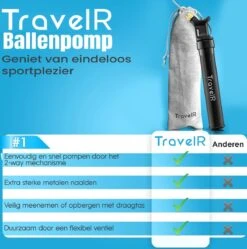 TravelR Ballenpomp - Met Draagtas - 2 Extra Naalden - Universeel - Zwart -NIJDAM Sport & Spel Winkel 1191x1200 3