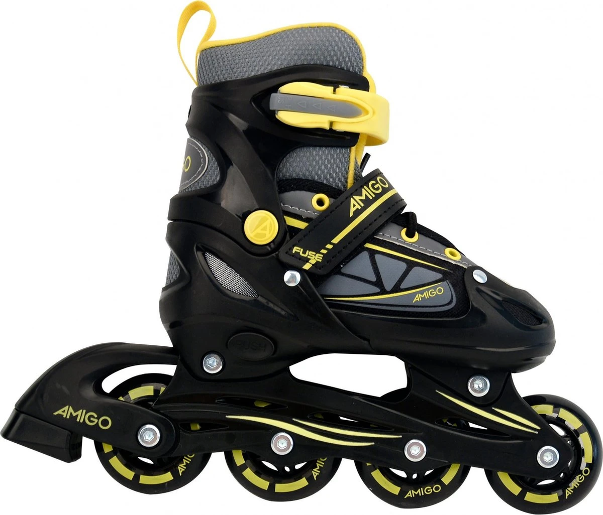 AMIGO Fuse Inlineskates - Skeelers Voor Jongens En Meisjes - Zwart/Geel - Maat 34-37 1 AMIGO Fuse Inlineskates - Skeelers Voor Jongens En Meisjes - Zwart/Geel - Maat 34-37