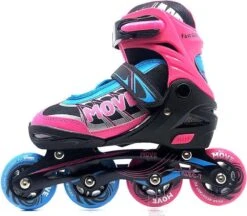 Move Fast Verstelbare Inlineskates - Maat 34-37 - Unisex - Roze/zwart/blauw -NIJDAM Sport & Spel Winkel 1200x1047