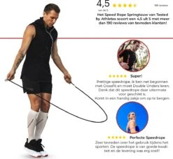 Tested By Athletes - Professioneel Springtouw + E-Book Met Oefeningen - Verstelbaar - Sport Springtouw - Zwart -NIJDAM Sport & Spel Winkel 1200x1108