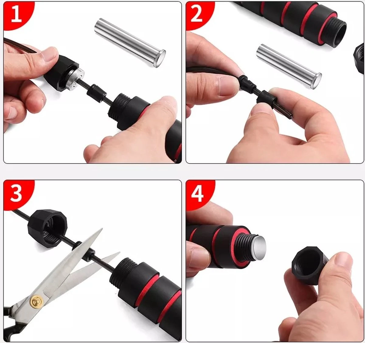 Ecorare - Professioneel Sport Springtouw - Verstelbaar - Speedrope - Jump Rope - Voor Volwassenen En Kinderen - Rood En Zwart 2 Ecorare - Professioneel Sport Springtouw - Verstelbaar - Speedrope - Jump Rope - Voor Volwassenen En Kinderen - Rood En Zwart - Afbeelding 2