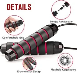 FitBoostR - 2 Stuks - Professioneel Springtouw Met Extra Gewicht - Sport - Verstelbaar - Verzwaard - Rood - Volwassen En Kinderen - Touwtje Springen - Speedrope Conditie & Krachttraining - Thuis Oefeningen & Buitensport Fitness Artikelen -NIJDAM Sport & Spel Winkel 1200x1147