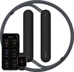 SmartRope Rookie - Springtouw Met Mobiele App - Fitness Springtouw Met Teller - Verstelbaar Springtouw - Touwtje Springen - Skipping Rope - Touwtje Springen - Fitness - Boksen - Krachttraining - Crossfit - Zwart