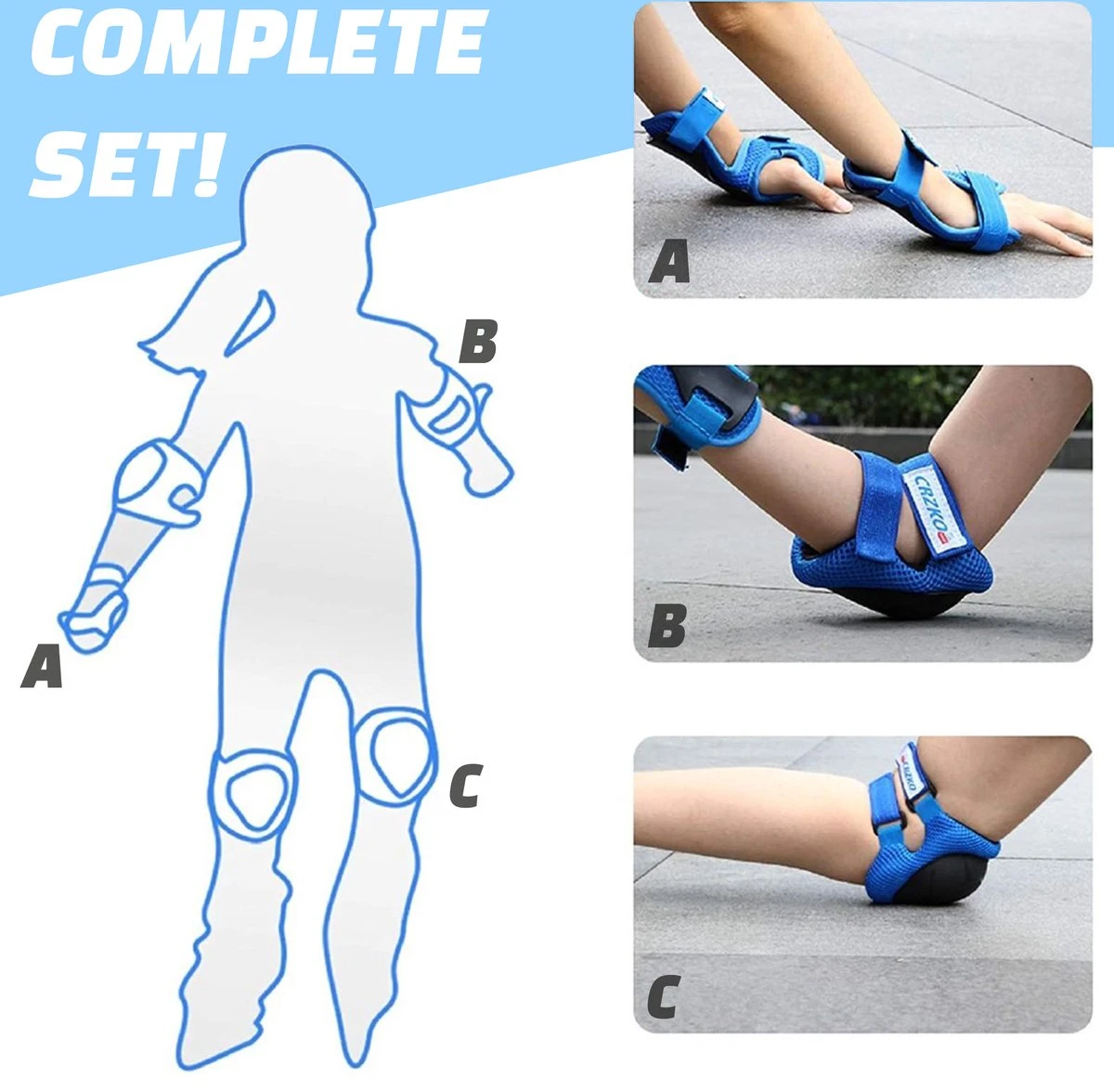 Bolke® - Skate Beschermset - Skeeler Beschermset - Skate Bescherming - Skeeler Beschermset Kinderen - Fietsbescherming - Sportbescherming 6 Bolke® - Skate Beschermset - Skeeler Beschermset - Skate Bescherming - Skeeler Beschermset Kinderen - Fietsbescherming - Sportbescherming - Afbeelding 6