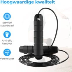 Nuvance - Professioneel Sport Springtouw - Verstelbaar - Speedrope - Jump Rope - Voor Volwassenen En Kinderen - Zwart -NIJDAM Sport & Spel Winkel 1200x1194 5