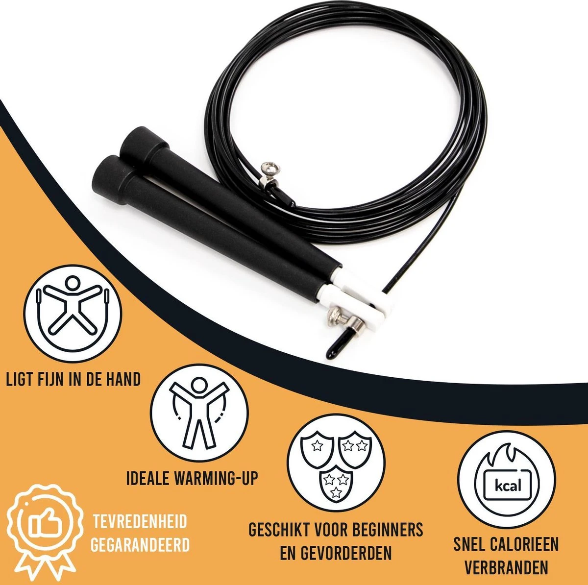 Springtouw Speedrope Voor Volwassenen - Sport En Fitness Speed Rope - Touwtje Springen - Zwart 2 Springtouw Speedrope Voor Volwassenen - Sport En Fitness Speed Rope - Touwtje Springen - Zwart - Afbeelding 2