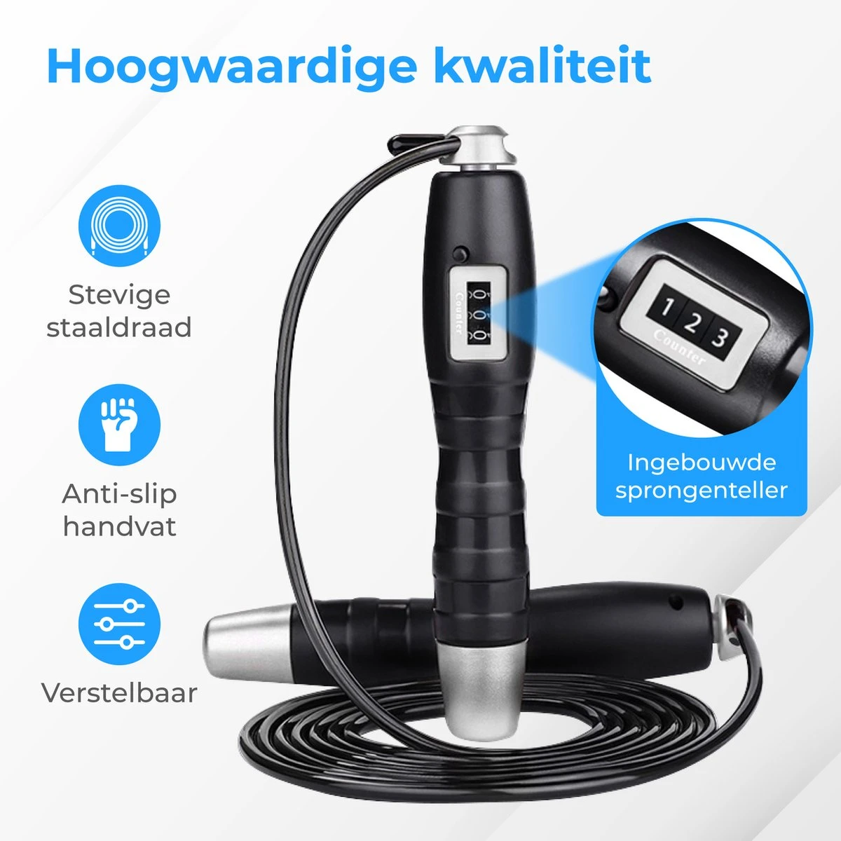 Nuvance - Sport Springtouw Met Teller - Verstelbaar - Volwassenen En Kinderen - Jump Rope - Speedrope 2 Nuvance - Sport Springtouw Met Teller - Verstelbaar - Volwassenen En Kinderen - Jump Rope - Speedrope - Afbeelding 2