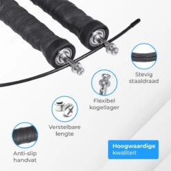 Nuvance - Professioneel Sport Springtouw - Verstelbaar - Voor Volwassenen En Kinderen - Speedrope - Jump Rope Inclusief E-book - Zwart -NIJDAM Sport & Spel Winkel 1200x1200 161