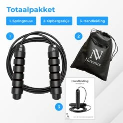 Nuvance - Professioneel Sport Springtouw - Verstelbaar - Speedrope - Jump Rope - Voor Volwassenen En Kinderen - Zwart -NIJDAM Sport & Spel Winkel 1200x1200 169