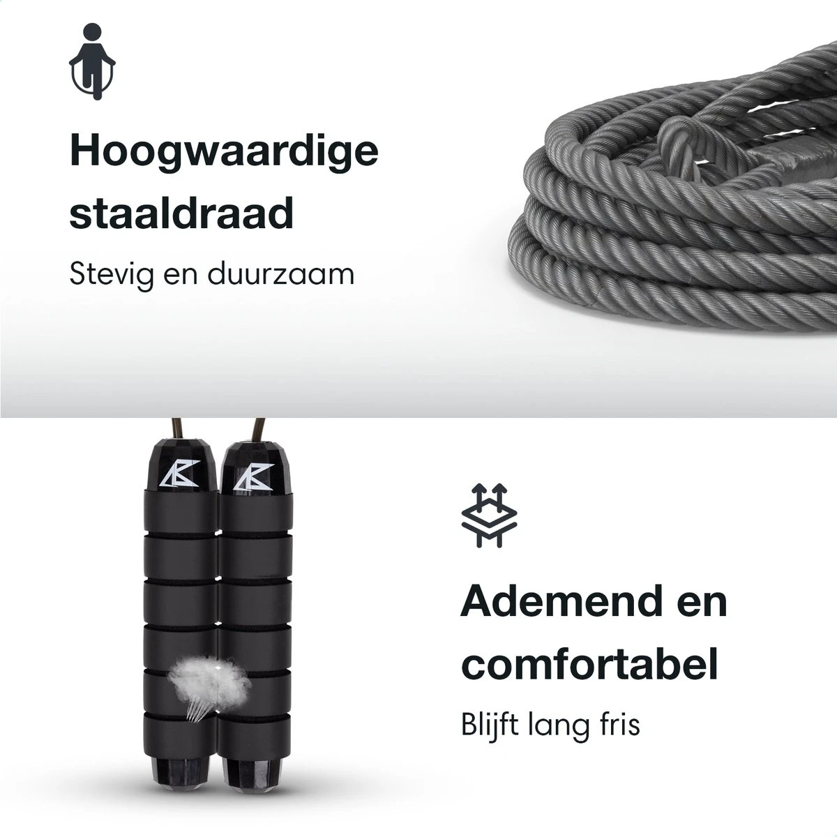 All Black Nutrition Springtouw Met Gewicht - Sport Speedrope - Conditie & Krachttraining - Verzwaard - Inclusief Zweetbandjes En Draagtas 2 All Black Nutrition Springtouw Met Gewicht - Sport Speedrope - Conditie & Krachttraining - Verzwaard - Inclusief Zweetbandjes En Draagtas - Afbeelding 2
