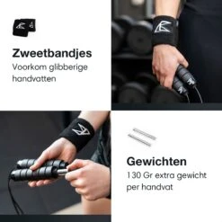All Black Nutrition Springtouw Met Gewicht - Sport Speedrope - Conditie & Krachttraining - Verzwaard - Inclusief Zweetbandjes En Draagtas 12 All Black Nutrition Springtouw Met Gewicht - Sport Speedrope - Conditie & Krachttraining - Verzwaard - Inclusief Zweetbandjes En Draagtas -NIJDAM Sport & Spel Winkel 1200x1200 193