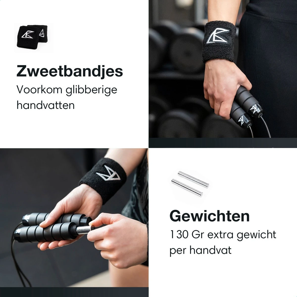 All Black Nutrition Springtouw Met Gewicht - Sport Speedrope - Conditie & Krachttraining - Verzwaard - Inclusief Zweetbandjes En Draagtas 3 All Black Nutrition Springtouw Met Gewicht - Sport Speedrope - Conditie & Krachttraining - Verzwaard - Inclusief Zweetbandjes En Draagtas - Afbeelding 3