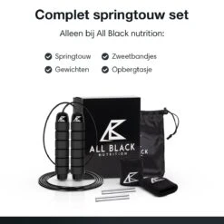 All Black Nutrition Springtouw Met Gewicht - Sport Speedrope - Conditie & Krachttraining - Verzwaard - Inclusief Zweetbandjes En Draagtas 13 All Black Nutrition Springtouw Met Gewicht - Sport Speedrope - Conditie & Krachttraining - Verzwaard - Inclusief Zweetbandjes En Draagtas -NIJDAM Sport & Spel Winkel 1200x1200 194