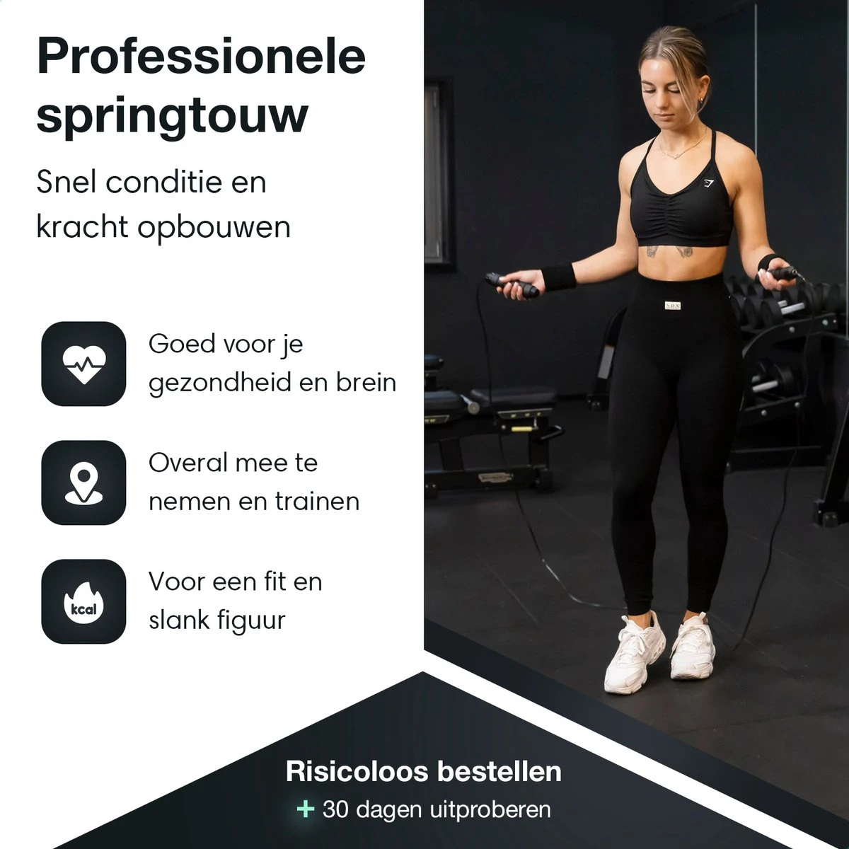 All Black Nutrition Springtouw Met Gewicht - Sport Speedrope - Conditie & Krachttraining - Verzwaard - Inclusief Zweetbandjes En Draagtas 6 All Black Nutrition Springtouw Met Gewicht - Sport Speedrope - Conditie & Krachttraining - Verzwaard - Inclusief Zweetbandjes En Draagtas - Afbeelding 6