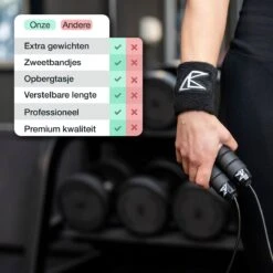 All Black Nutrition Springtouw Met Gewicht - Sport Speedrope - Conditie & Krachttraining - Verzwaard - Inclusief Zweetbandjes En Draagtas 19 All Black Nutrition Springtouw Met Gewicht - Sport Speedrope - Conditie & Krachttraining - Verzwaard - Inclusief Zweetbandjes En Draagtas -NIJDAM Sport & Spel Winkel 1200x1200 200