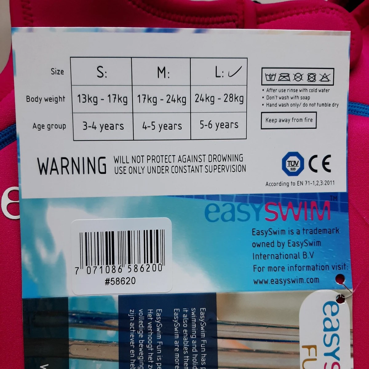 EasySwim Fun - Zwemvest/Drijfvest Kind - Roze - Maat L: 24-28 Kg 2 EasySwim Fun - Zwemvest/Drijfvest Kind - Roze - Maat L: 24-28 Kg - Afbeelding 2