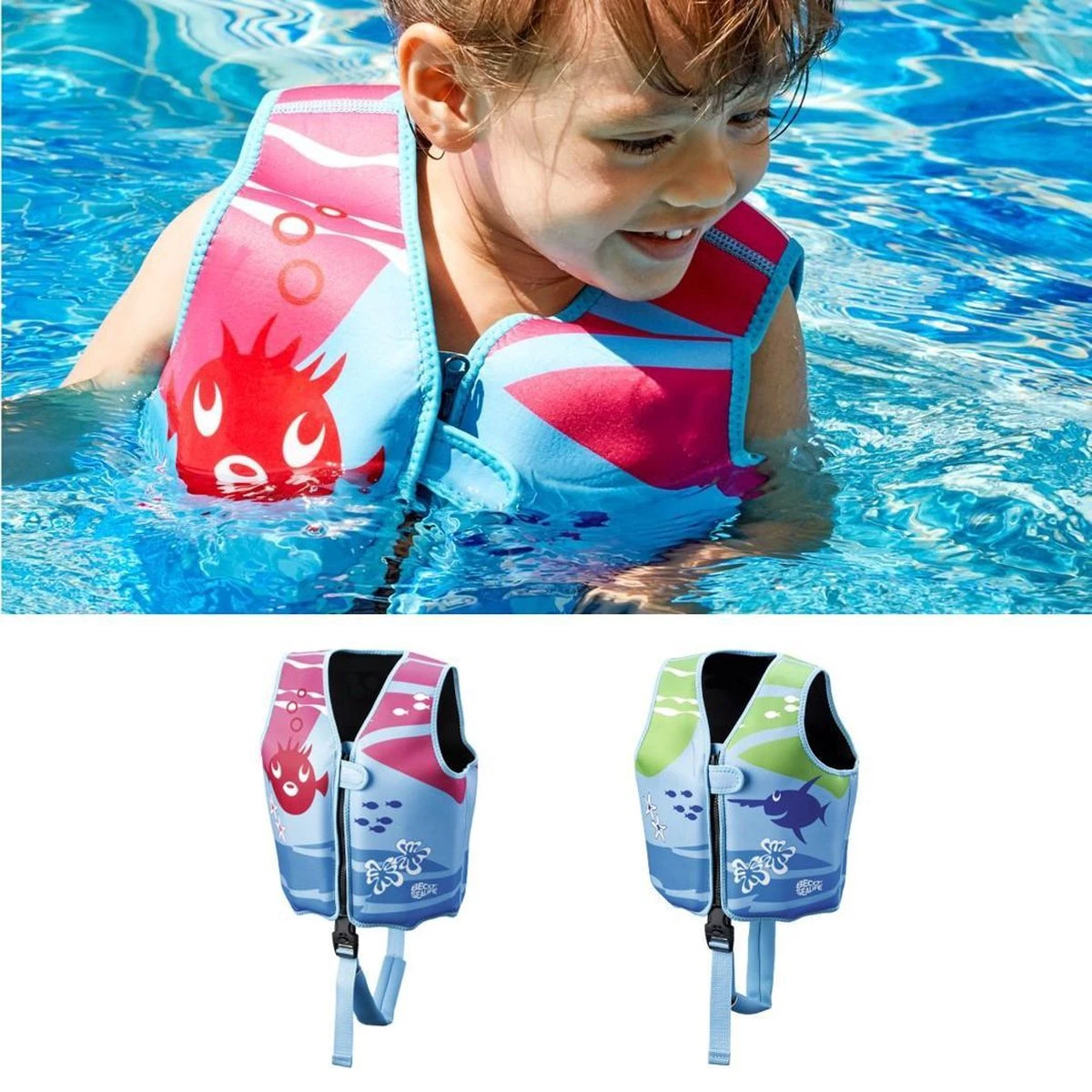 Beco Sealife – Zwemvest Kind – Drijfvest Voor Kinderen Van 18-30 Kg – Maat M - Blauw/Groen 6 Beco Sealife – Zwemvest Kind – Drijfvest Voor Kinderen Van 18-30 Kg – Maat M - Blauw/Groen - Afbeelding 6