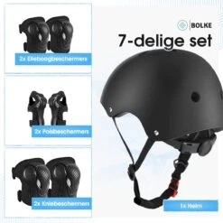 Bolke® - Skate Beschermset - Skeeler Beschermset - Skate Bescherming - Skatehelm - Skeeler Beschermset Kinderen En Volwassenen - Fietsbescherming - Sportbescherming - Skatehelm Voor Kinderen -NIJDAM Sport & Spel Winkel 1200x1200 446