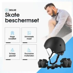 Bolke® - Skate Beschermset - Skeeler Beschermset - Skate Bescherming - Skatehelm - Skeeler Beschermset Kinderen En Volwassenen - Fietsbescherming - Sportbescherming - Skatehelm Voor Kinderen -NIJDAM Sport & Spel Winkel 1200x1200 449
