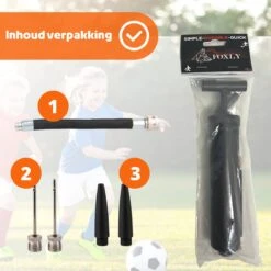 FOXLY® Ballenpomp Met Extra Naalden - Voetbalpomp - Pomp Universeel - Opbergvakje - Zwart -NIJDAM Sport & Spel Winkel 1200x1200 48