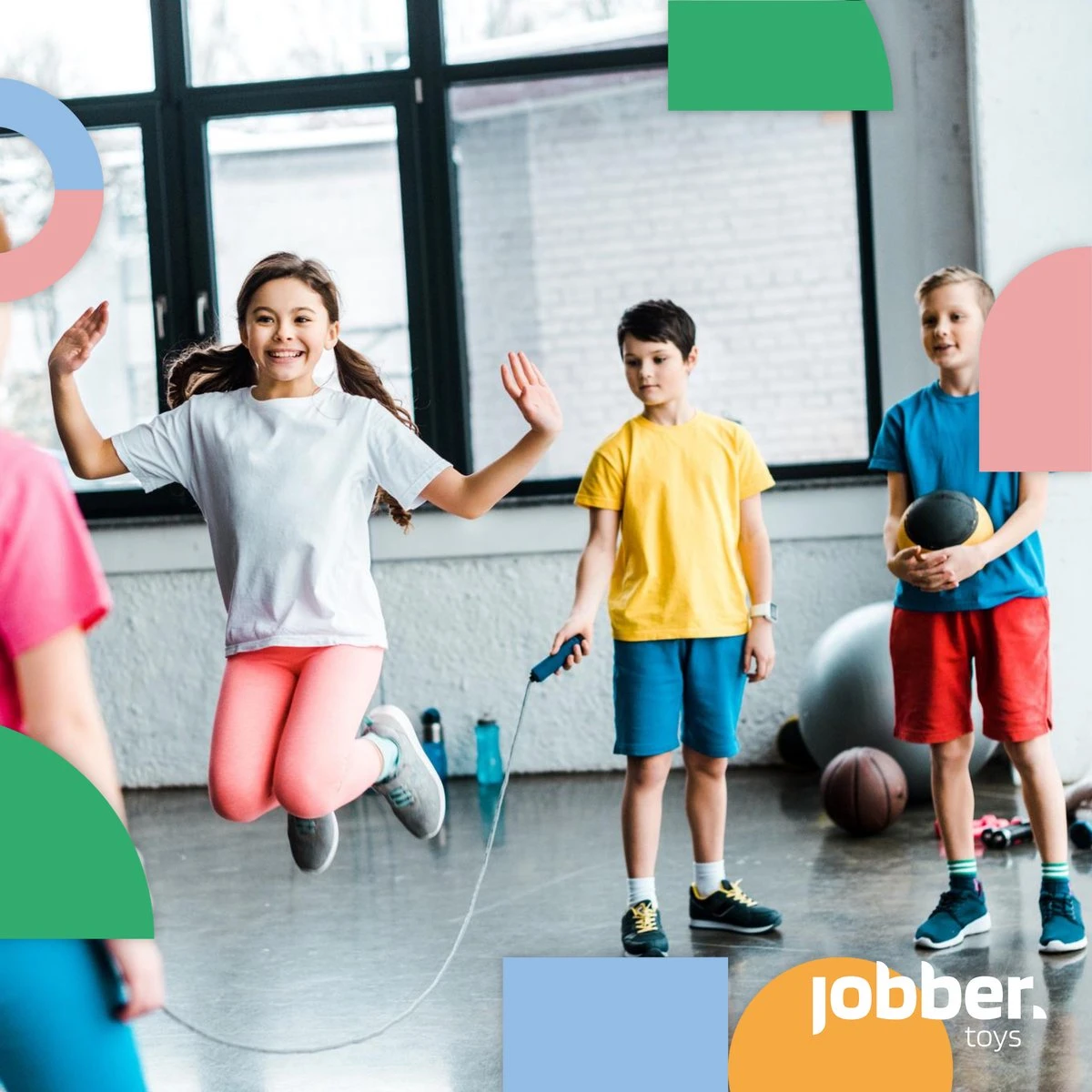 Jobber - Lang Springtouw - Buitenspelen - Kinderen - 5 Meter - Roze 2 Jobber - Lang Springtouw - Buitenspelen - Kinderen - 5 Meter - Roze - Afbeelding 2