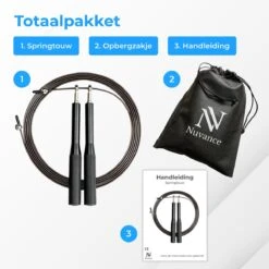 Nuvance - Aluminium Sport Springtouw - Voor Volwassenen En Kinderen - Inclusief E-Book - Verstelbaar - Verzwaard - Speedrope -NIJDAM Sport & Spel Winkel 1200x1200 58