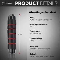 Verstelbaar Sport Springtouw - Incl. Opbergtas - Springtouw Met Kogellagers - Springtouw Kind - Speed Rope - Jump Rope - Springtouw Volwassenen - Springtouw Kinderen - Blauw - 3m Lengte - Totaal 335g (Incl. 160g Extra) -NIJDAM Sport & Spel Winkel 1200x1200 83