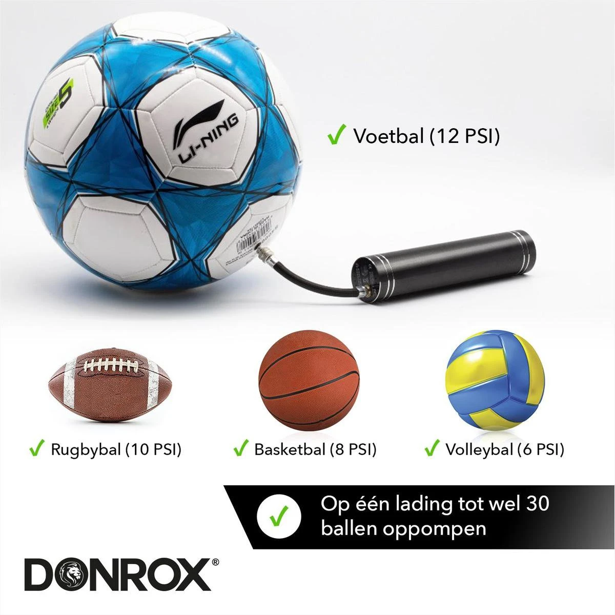 Donrox Play B211 Elektrische Ballenpomp - Voetbalpomp Inclusief Naalden - Oplaadbaar - Autostop 5 Donrox Play B211 Elektrische Ballenpomp - Voetbalpomp Inclusief Naalden - Oplaadbaar - Autostop - Afbeelding 5