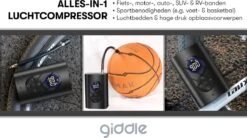 Giddle® - Draagbare Elektrische Fietspomp Met 4000mAh Powerbank - Alles-in-1 Luchtcompressor - Meest Compact - Draadloos 9 Giddle® - Draagbare Elektrische Fietspomp Met 4000mAh Powerbank - Alles-in-1 Luchtcompressor - Meest Compact - Draadloos -NIJDAM Sport & Spel Winkel 1200x669