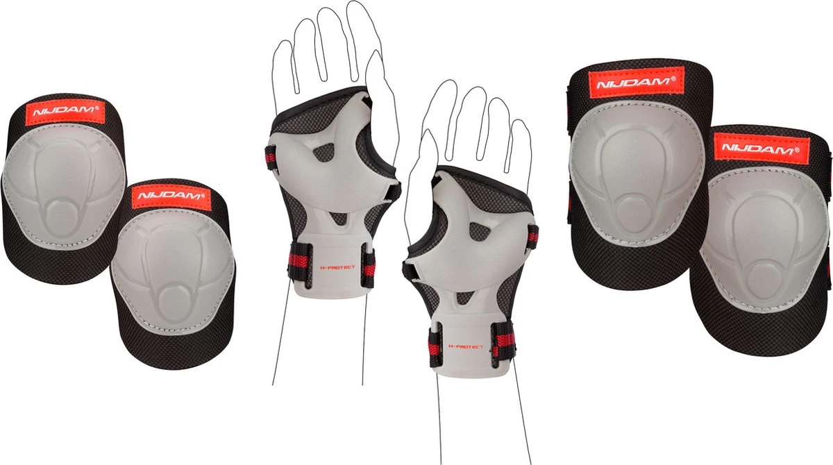 Nijdam Beschermset Junior - Vulcano - Zwart/Grijs/Rood - S 1 Nijdam Beschermset Junior - Vulcano - Zwart/Grijs/Rood - S
