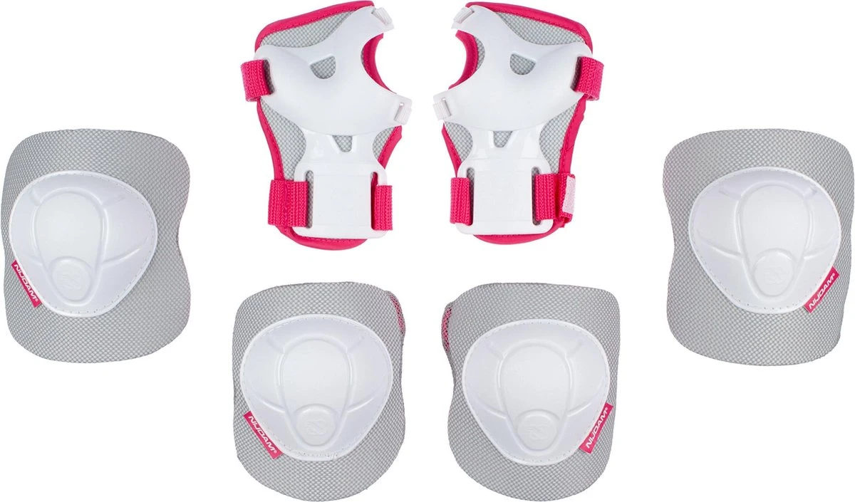 Nijdam Skate Beschermset Kinderen - White Out - Wit/Fuchsia - S 1 Nijdam Skate Beschermset Kinderen - White Out - Wit/Fuchsia - S