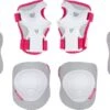 Nijdam Skate Beschermset Kinderen - White Out - Wit/Fuchsia - L