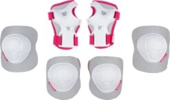 Nijdam Skate Beschermset Kinderen - White Out - Wit/Fuchsia - M