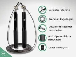 JPS Sports® Springtouw - Speedrope - Kinderen & Volwassenen - Met Opbergtas - Verstelbaar - Zwart -NIJDAM Sport & Spel Winkel 1200x900 3