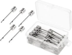 Balnaalden Voor Balpompen - 30 Stuks - Ballenpomp Naald - Balnaald - Bal Oppompen - Naalden - Balventiel Naald - Inclusief Doosje - Zilver - 8 Mm Schroefdraad