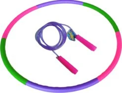 Jobber - SET - Hoelahoep - Hoepel - Glitter Springtouw - Paars - Roze