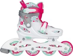 Nijdam Inline Skates Verstelbaar - Sk8 Star - Wit/Fuchsia - 33-36