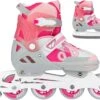 Nijdam Skates Combo Verstelbaar - Bold Berry - Fuchsia/Zilvergrijs/Wit/Roze - Maat 33-36