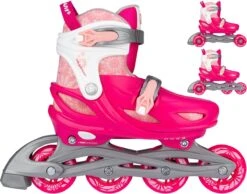 Nijdam 3-in-1 Inline Skates Verstelbaar - Floral Switch - Fuchsia/Wit/Roze/Zilvergrijs - 25-28 -NIJDAM Sport & Spel Winkel 1200x944 3