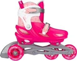 Nijdam 3-in-1 Inline Skates Verstelbaar - Floral Switch - Fuchsia/Wit/Roze/Zilvergrijs - 25-28 -NIJDAM Sport & Spel Winkel 1200x949