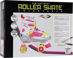 Nijdam Rolschaatsen Meisjes Verstelbaar Semi-Softboot - Rave Skate - Fluorroze/Fluorgeel/Wit/Grijs/Antraciet - 34-37 -NIJDAM Sport & Spel Winkel 1200x962 1