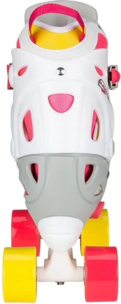 Nijdam Rolschaatsen Meisjes Verstelbaar Semi-Softboot - Rave Skate - Fluorroze/Fluorgeel/Wit/Grijs/Antraciet - 38-41 -NIJDAM Sport & Spel Winkel 479x1200