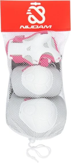 Nijdam Skate Beschermset Kinderen - White Out - Wit/Fuchsia - L -NIJDAM Sport & Spel Winkel 523x1200 1