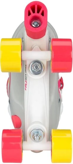 Nijdam Rolschaatsen Meisjes Verstelbaar Semi-Softboot - Rave Skate - Fluorroze/Fluorgeel/Wit/Grijs/Antraciet - 38-41 -NIJDAM Sport & Spel Winkel 538x1200