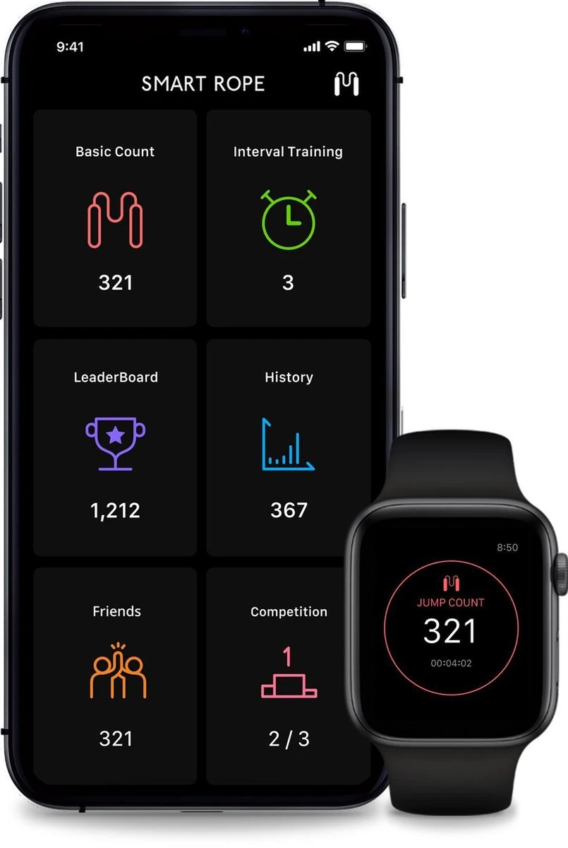 SmartRope Rookie - Springtouw Met Mobiele App - Fitness Springtouw Met Teller - Verstelbaar Springtouw - Touwtje Springen - Skipping Rope - Touwtje Springen - Fitness - Boksen - Krachttraining - Crossfit - Zwart 4 SmartRope Rookie - Springtouw Met Mobiele App - Fitness Springtouw Met Teller - Verstelbaar Springtouw - Touwtje Springen - Skipping Rope - Touwtje Springen - Fitness - Boksen - Krachttraining - Crossfit - Zwart - Afbeelding 4