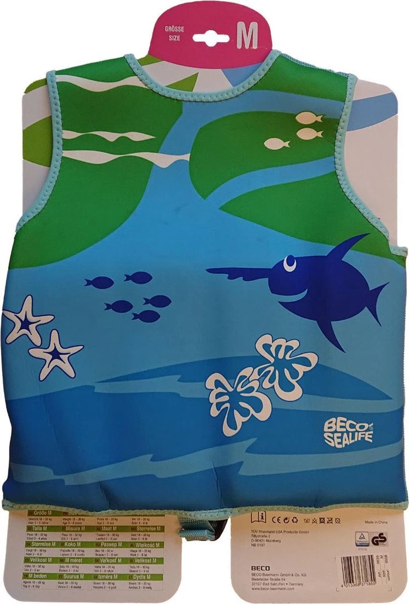 Beco Sealife – Zwemvest Kind – Drijfvest Voor Kinderen Van 18-30 Kg – Maat M - Blauw/Groen 5 Beco Sealife – Zwemvest Kind – Drijfvest Voor Kinderen Van 18-30 Kg – Maat M - Blauw/Groen - Afbeelding 5