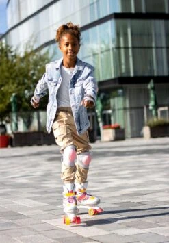 Nijdam Rolschaatsen Meisjes Verstelbaar Semi-Softboot - Rave Skate - Fluorroze/Fluorgeel/Wit/Grijs/Antraciet - 34-37 -NIJDAM Sport & Spel Winkel 835x1200 2